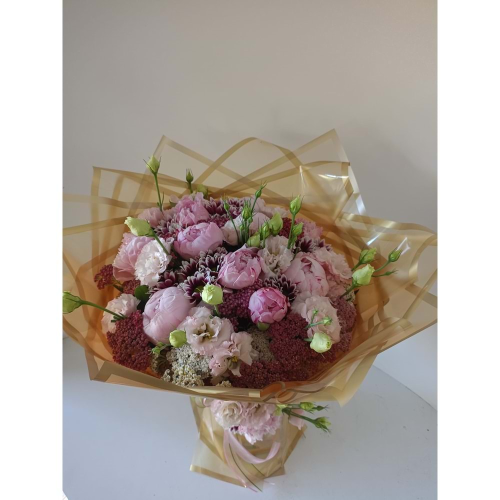 Bouquet of Peony, Lisianthus, and Gerbera.