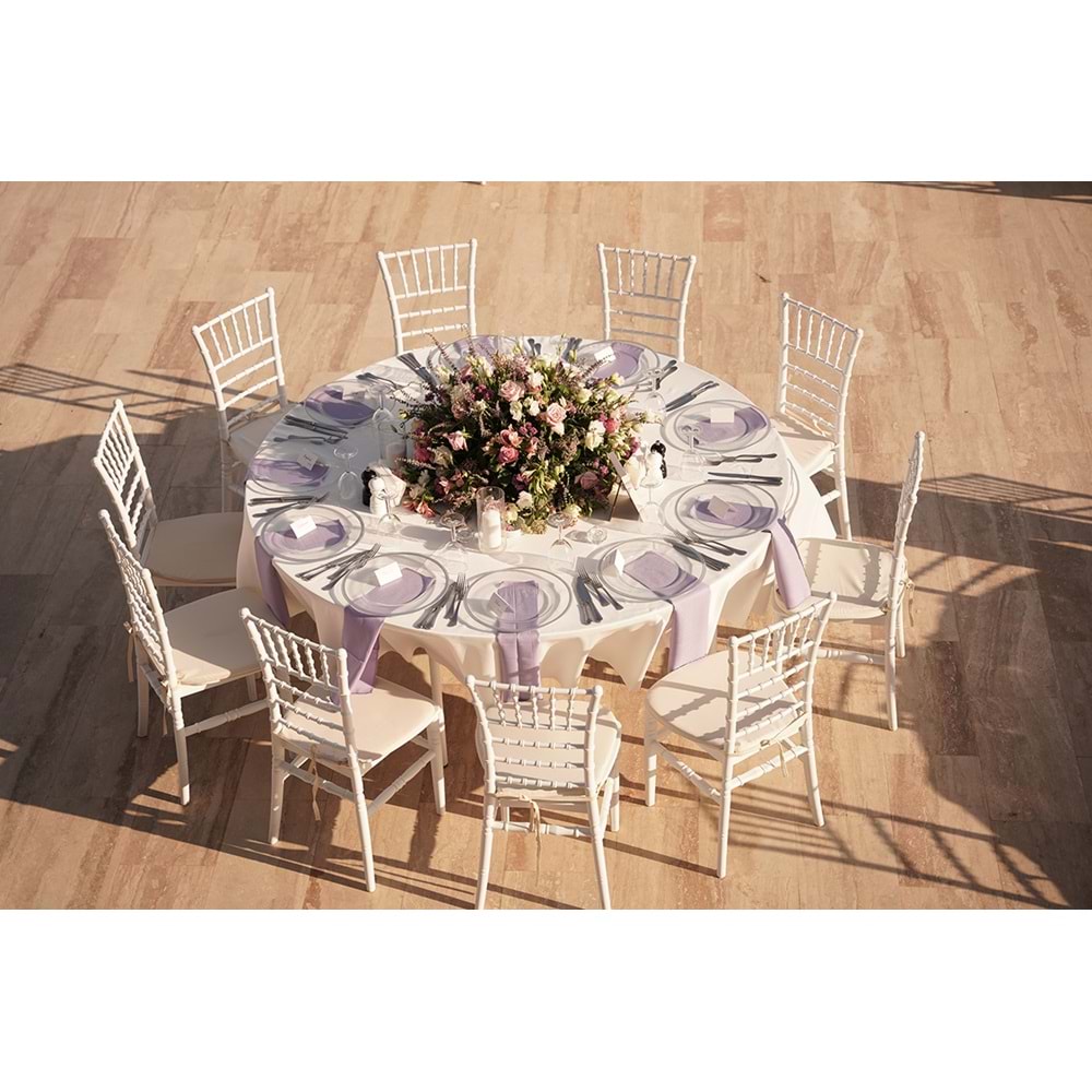 Round Table Decoration with Roses, Lisianthus, Alstroemeria, Statice and Lavender without a Vase