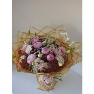 Bouquet of Peony, Lisianthus, and Gerbera.
